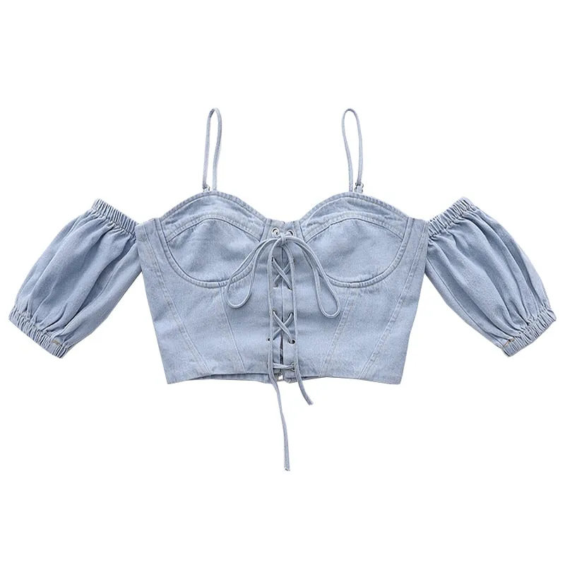 DENIM CROPPED TOP