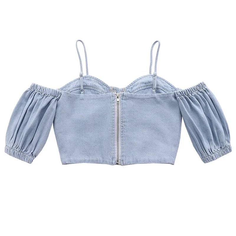 DENIM CROPPED TOP