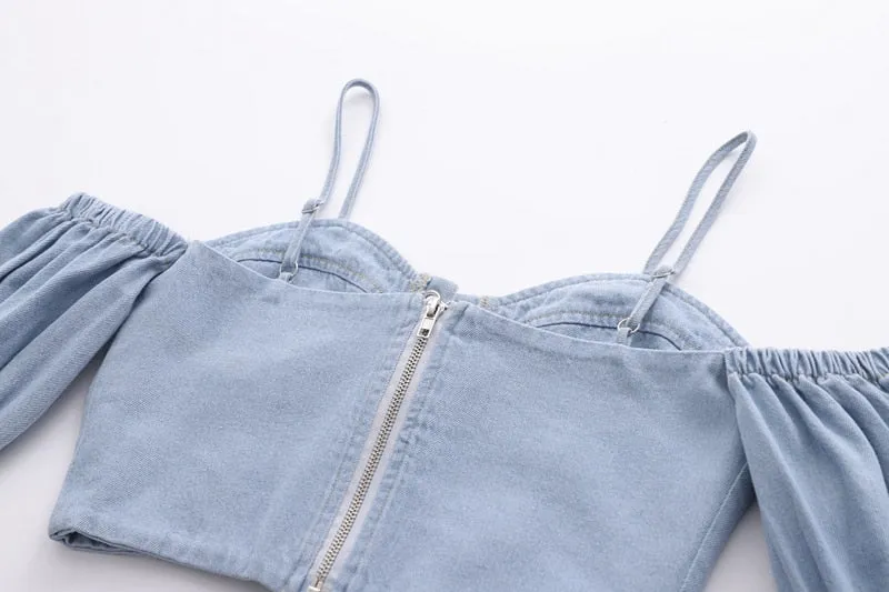 DENIM CROPPED TOP