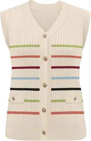 Disamer Sweaters Vest Tops for Women 2025 Summer Sleeveless T Shirts Button Down Cardigans Casual Knit Spring Clothes