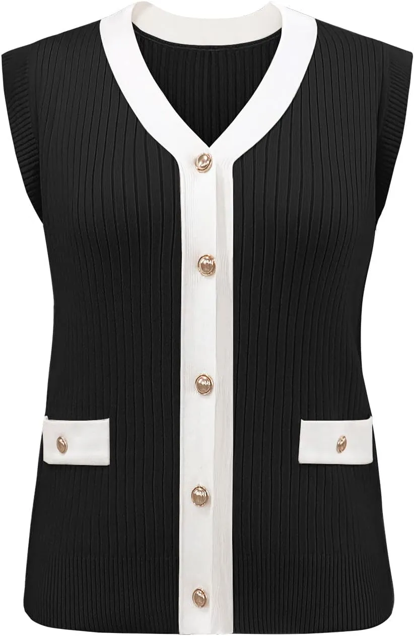 Disamer Sweaters Vest Tops for Women 2025 Summer Sleeveless T Shirts Button Down Cardigans Casual Knit Spring Clothes