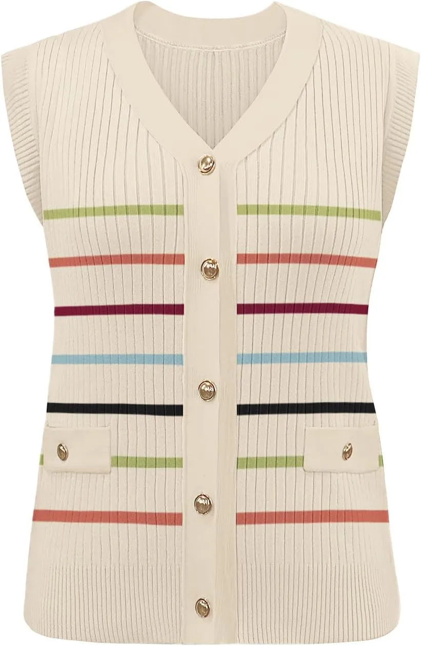 Disamer Sweaters Vest Tops for Women 2025 Summer Sleeveless T Shirts Button Down Cardigans Casual Knit Spring Clothes