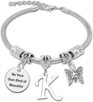 DlaeKua K Initial Bracelets Jewelry Gifts for K Bracelets for Women K Letter Jewelry Gifts for Friends Mom Gifts Birthday Valentine Day Jewelry Gifts Name Bracelet Stainless Steel