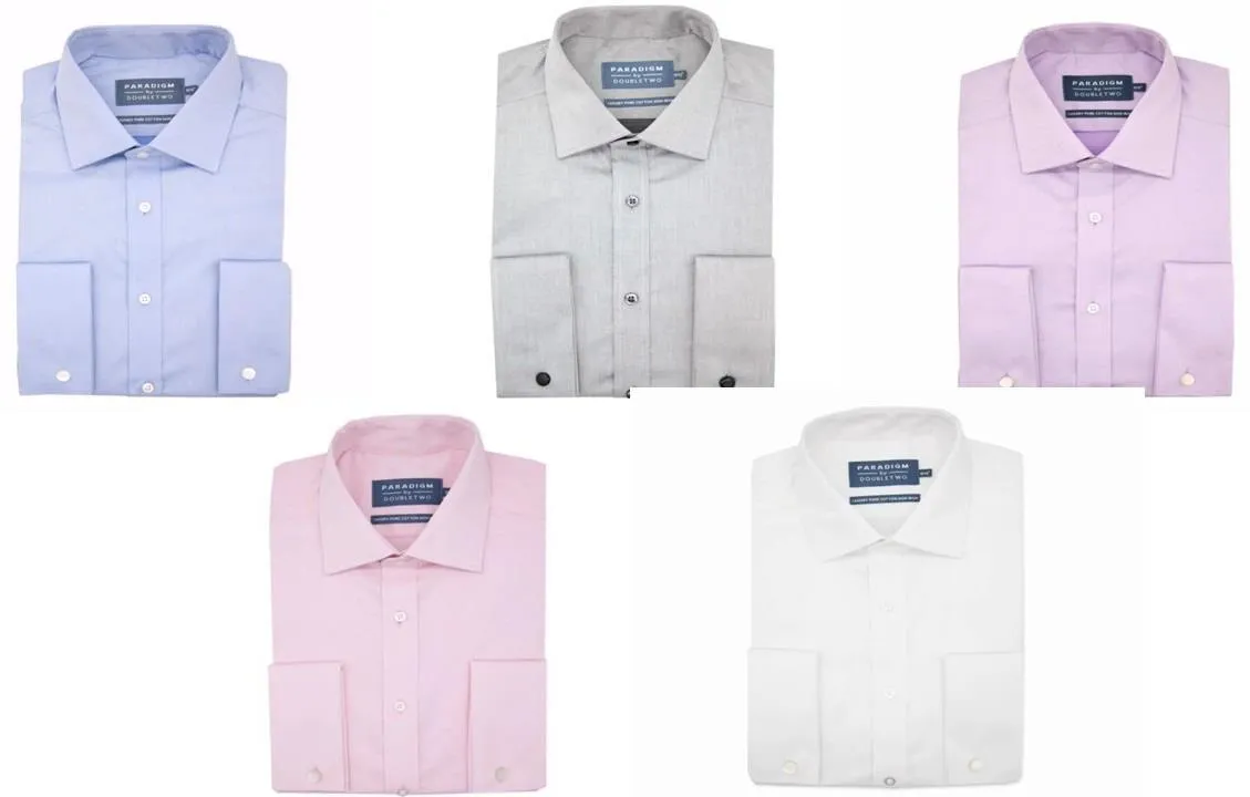 Double Two/Paradigm Men's Double Cuff Pure Cotton Non Iron Formal Shirts Size 14.5 - 23, 7 Colours