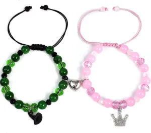 Elphaba Galinda Friendship Matching Bracelet - Rhinestone Crown Witch Hat Bff Bracelets - Gifts for Bestfriend Couples Fans Party Dress Accessories
