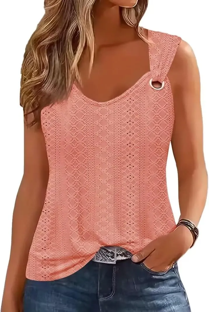 ETCYY Tank Tops for Women 2025 Trendy Summer V Neck Sleeveless T Shirts Spring Clothes Casual Loose Blouses