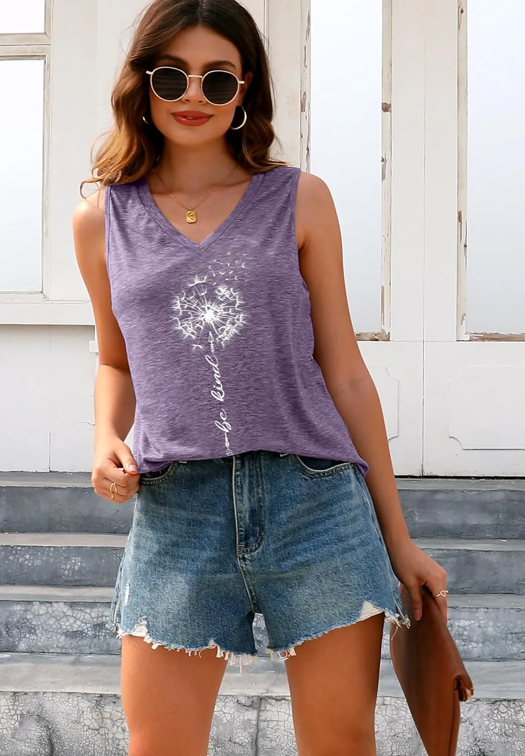 ETCYY Womens Summer Tops Sexy Tie Dye V Neck Tank Top Loose Fit Cute Printed Workout Sleeveless T Shirts
