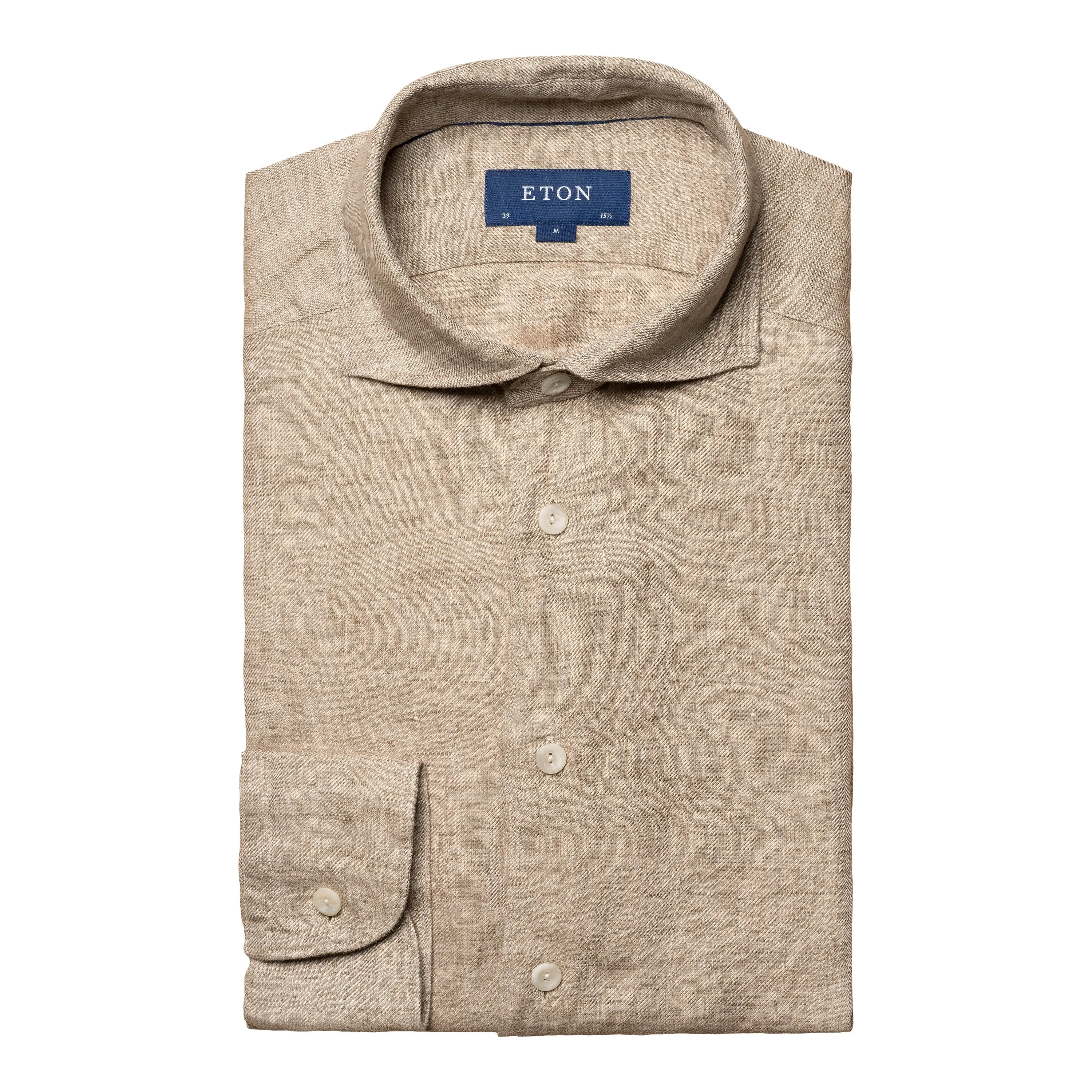 ETON - Brown CONTEMPORARY FIT Linen Twill Shirt 10000470938