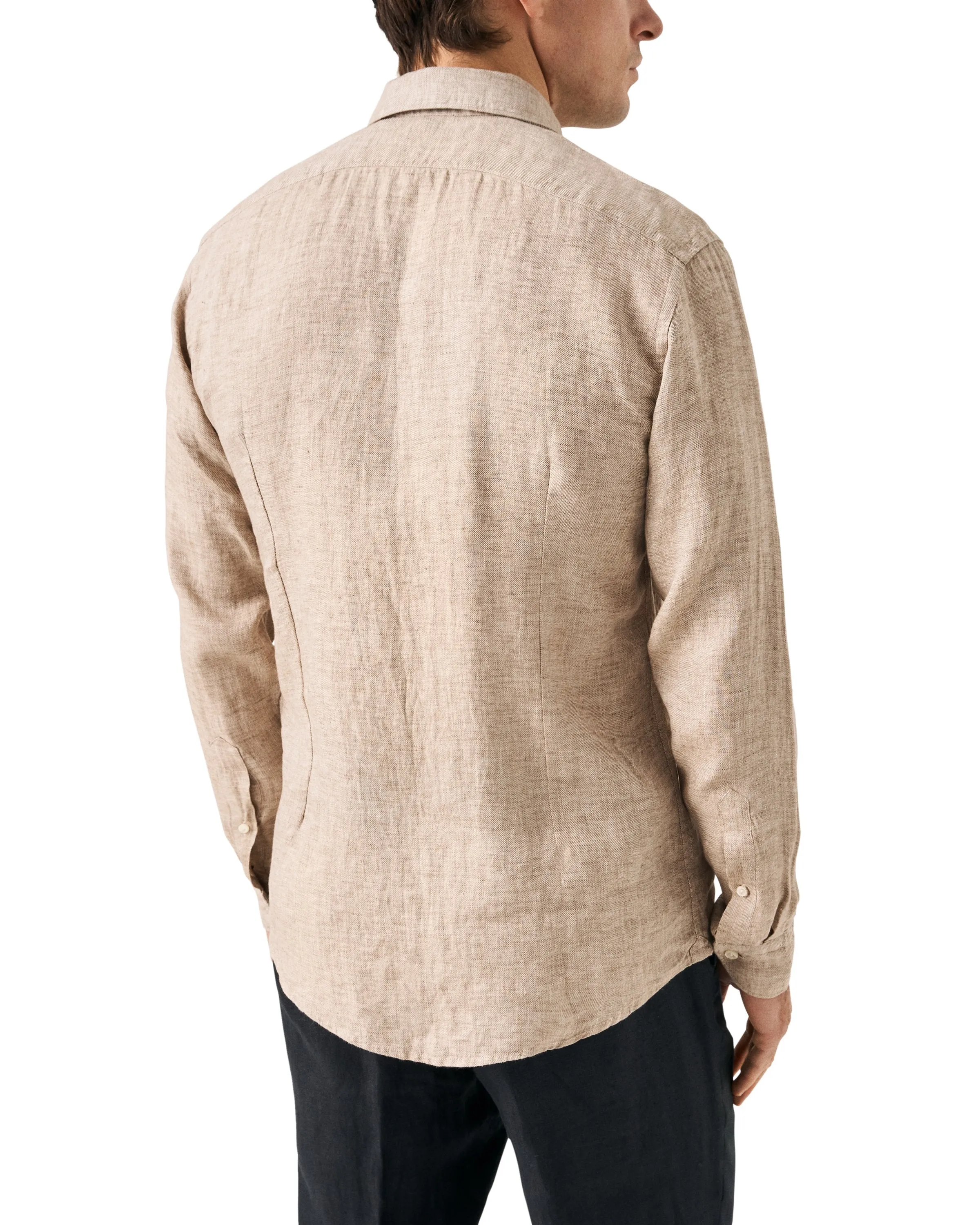 ETON - Brown CONTEMPORARY FIT Linen Twill Shirt 10000470938
