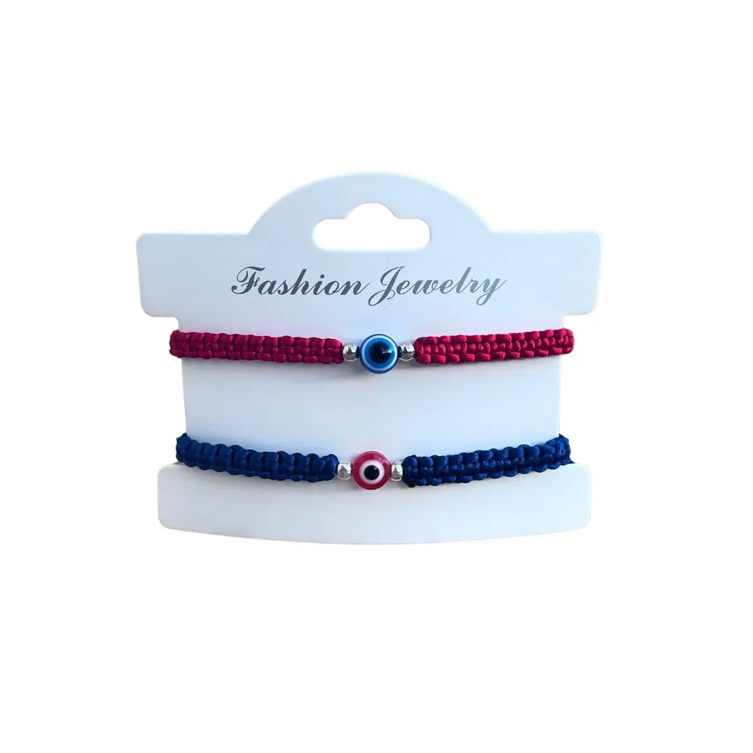 Evil Eye protection Bracelet for Men Women unisex Red and Blue String Rope Braided Bracelet Charm Adjustable Handmade Friendship Bracelets Couple Amigos Proteccion