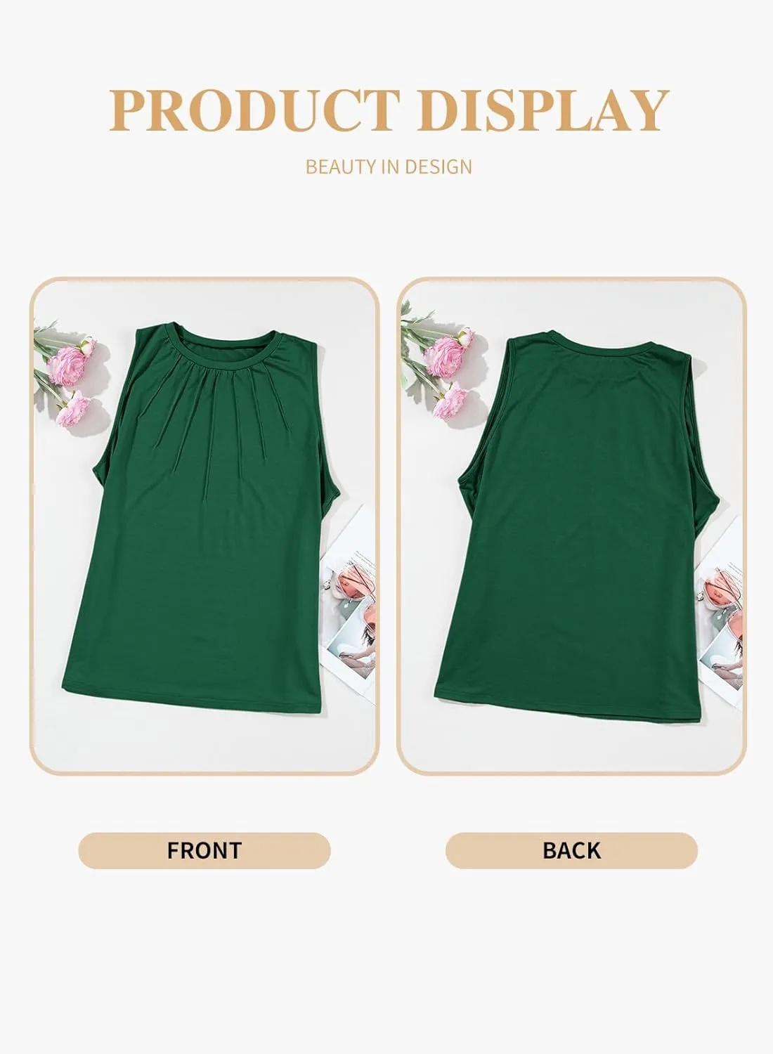 Eytino Plus Size Tank Tops for Women Summer Crewneck Sleeveless T Shirts Loose Fit Tunic Blouse(1X-5X)