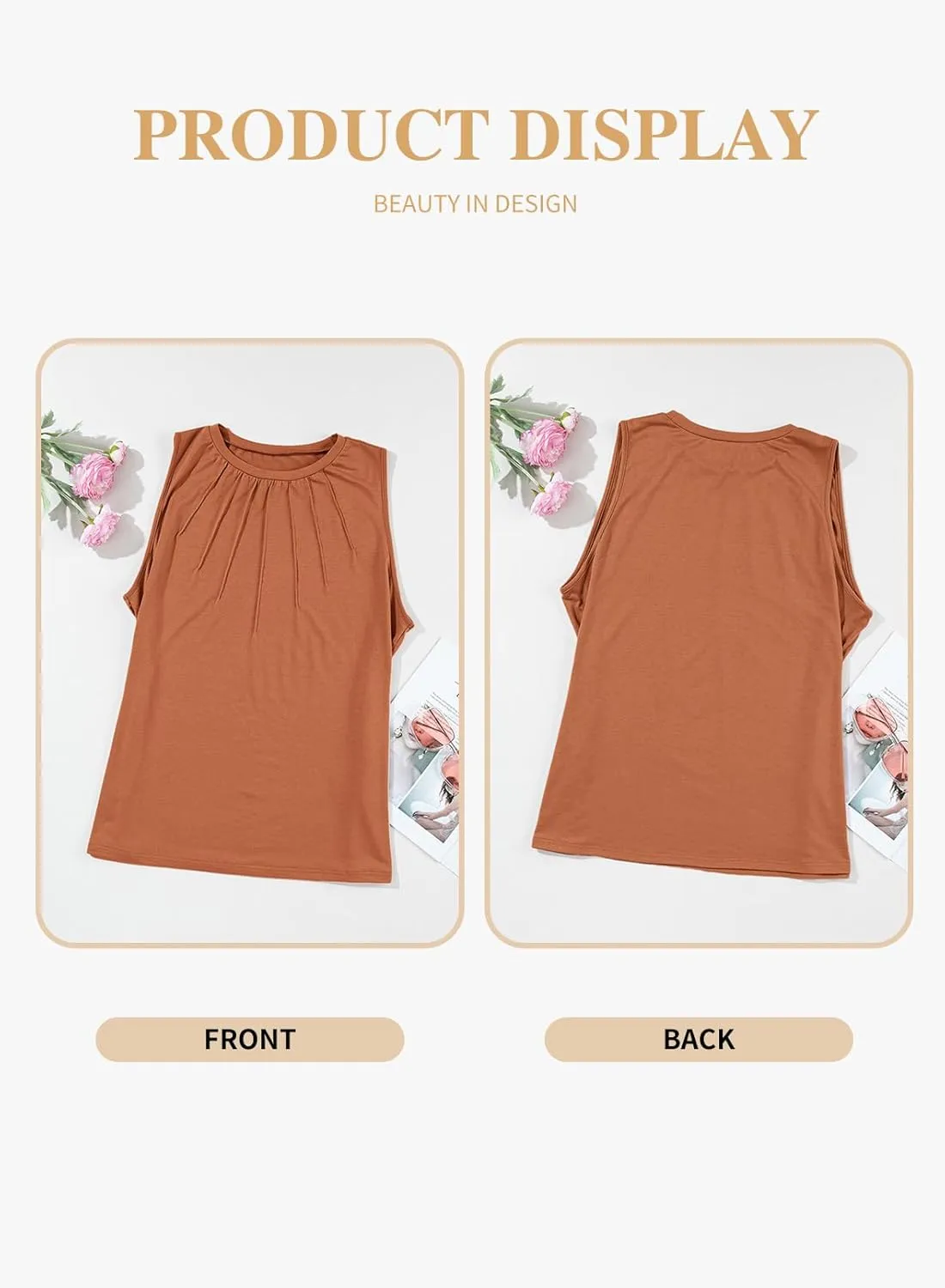Eytino Plus Size Tank Tops for Women Summer Crewneck Sleeveless T Shirts Loose Fit Tunic Blouse(1X-5X)
