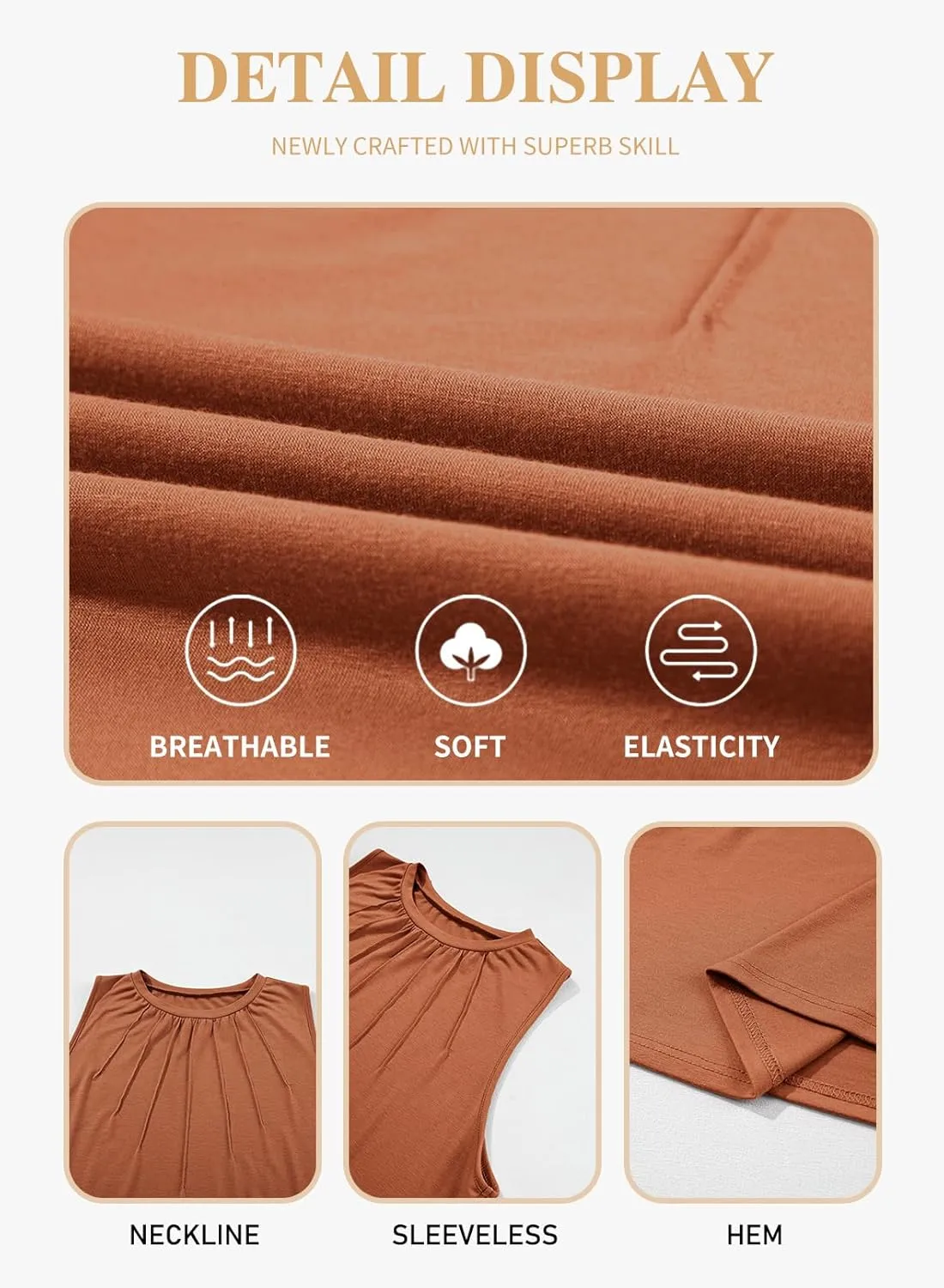 Eytino Plus Size Tank Tops for Women Summer Crewneck Sleeveless T Shirts Loose Fit Tunic Blouse(1X-5X)