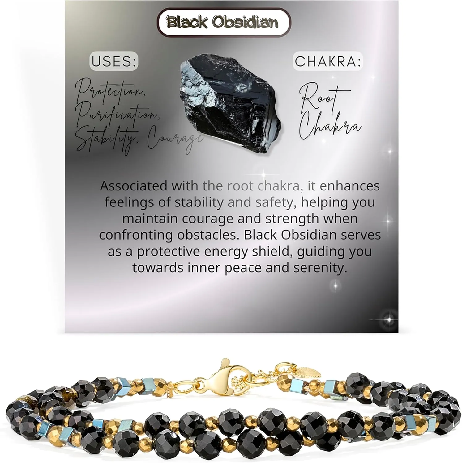 Farfume Crystal Beaded Bracelets, Chakra 4mm Natural Stone Beads Bracelets, Gemstone Spiritual Jewelry Gifts for Women