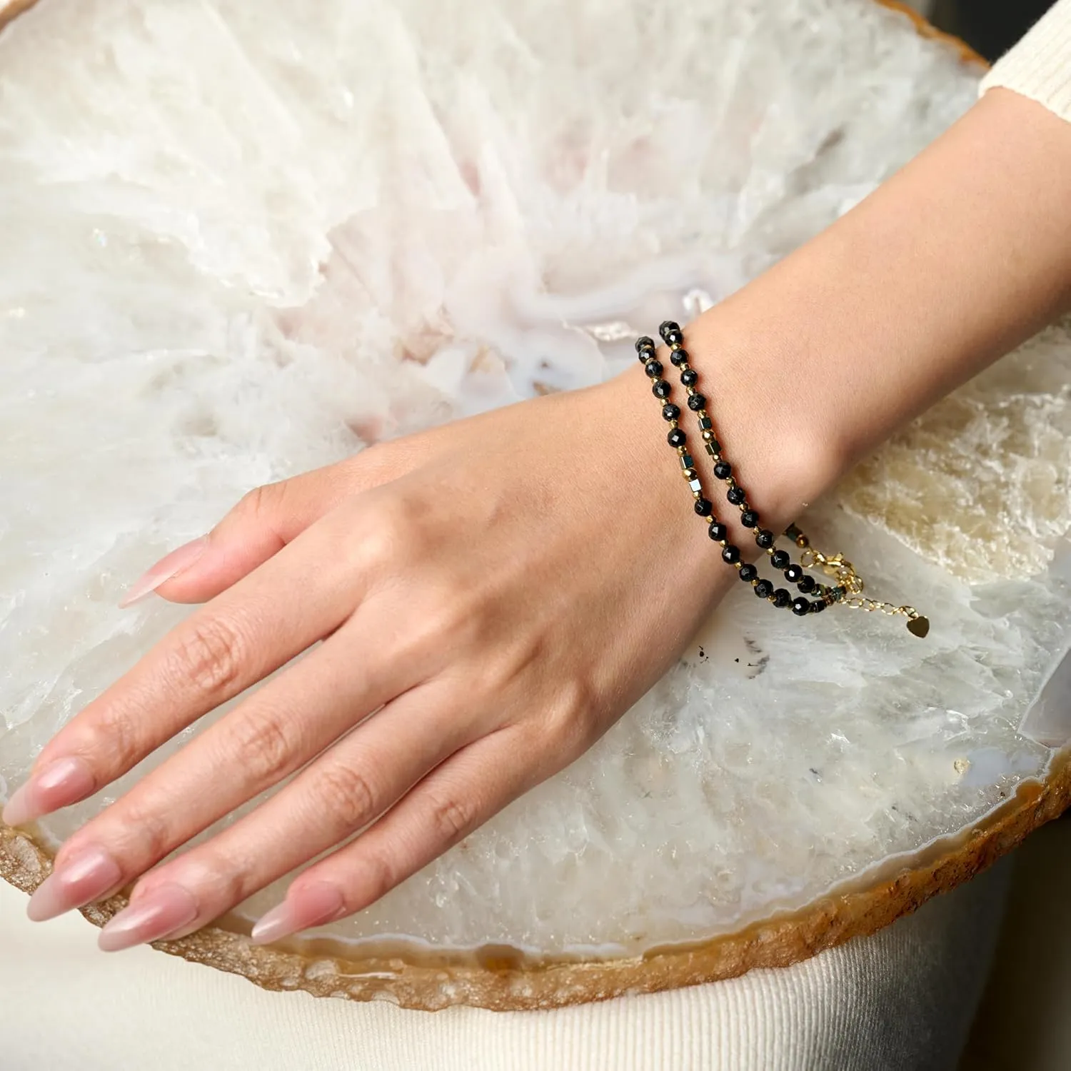 Farfume Crystal Beaded Bracelets, Chakra 4mm Natural Stone Beads Bracelets, Gemstone Spiritual Jewelry Gifts for Women
