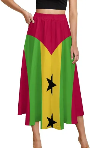 Fattyeery Skirts for Womens Sri Lanka Flag Summer Pleated High Waisted Long Skirt Casual Skirt for Beach Party Holiday Dress