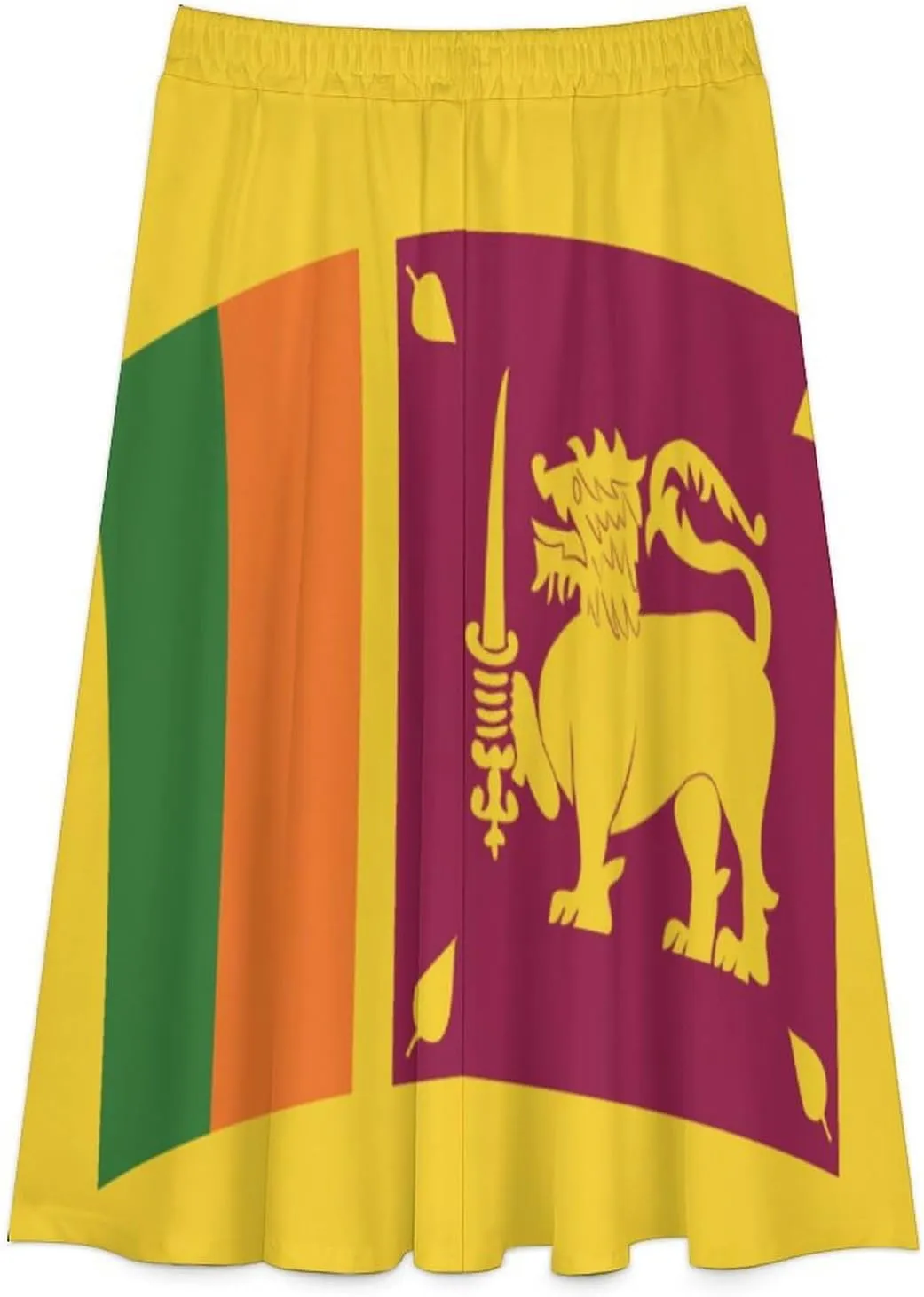 Fattyeery Skirts for Womens Sri Lanka Flag Summer Pleated High Waisted Long Skirt Casual Skirt for Beach Party Holiday Dress