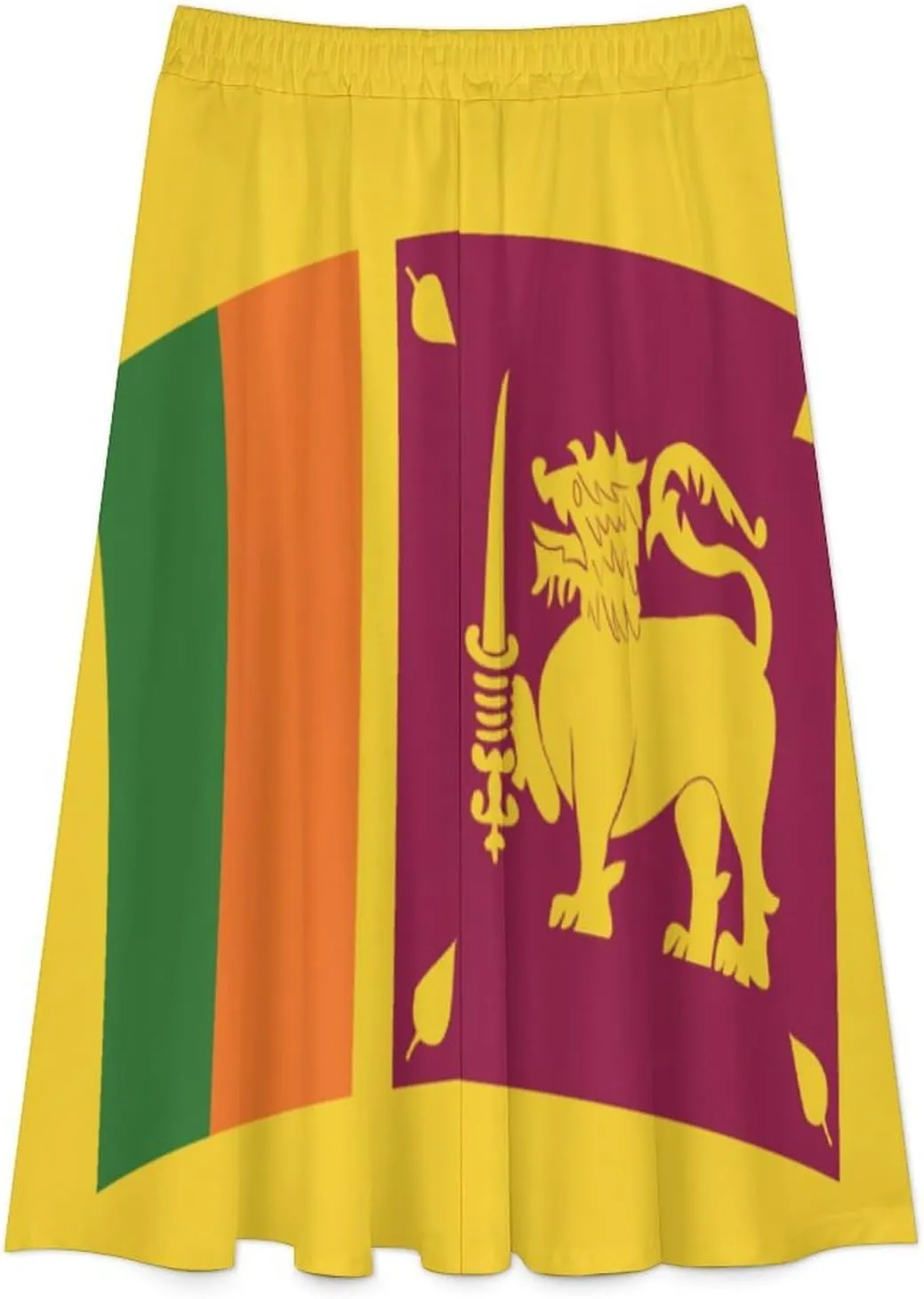 Fattyeery Skirts for Womens Sri Lanka Flag Summer Pleated High Waisted Long Skirt Casual Skirt for Beach Party Holiday Dress