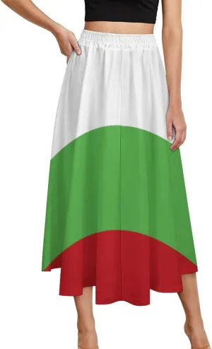 Fattyeery Womens Half Long Skirt Burkina Faso Flag Casual Pleated Plisse Hem Summer for Womens Midi Skirt Dress