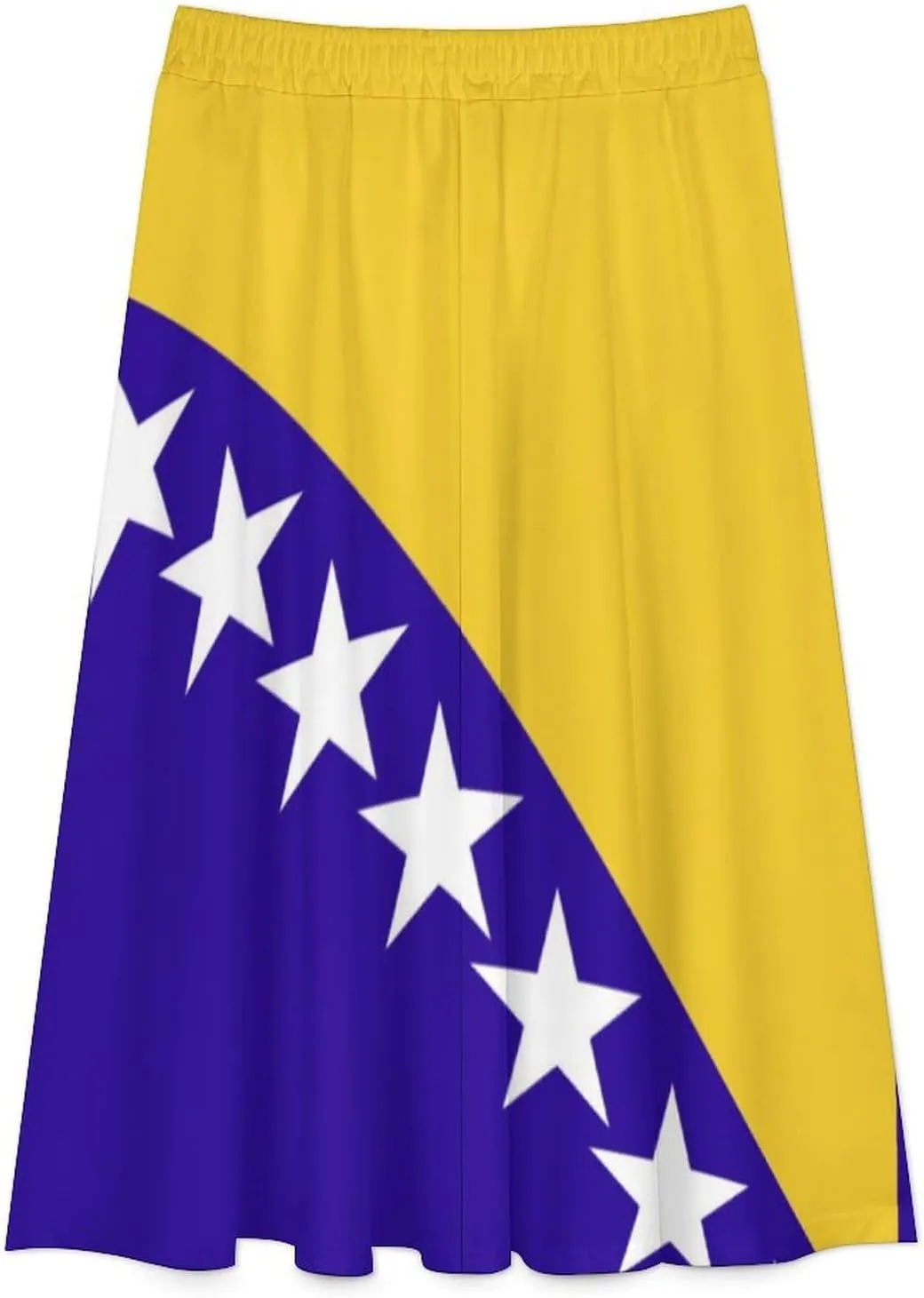 Fattyeery Womens Half Long Skirt Burkina Faso Flag Casual Pleated Plisse Hem Summer for Womens Midi Skirt Dress