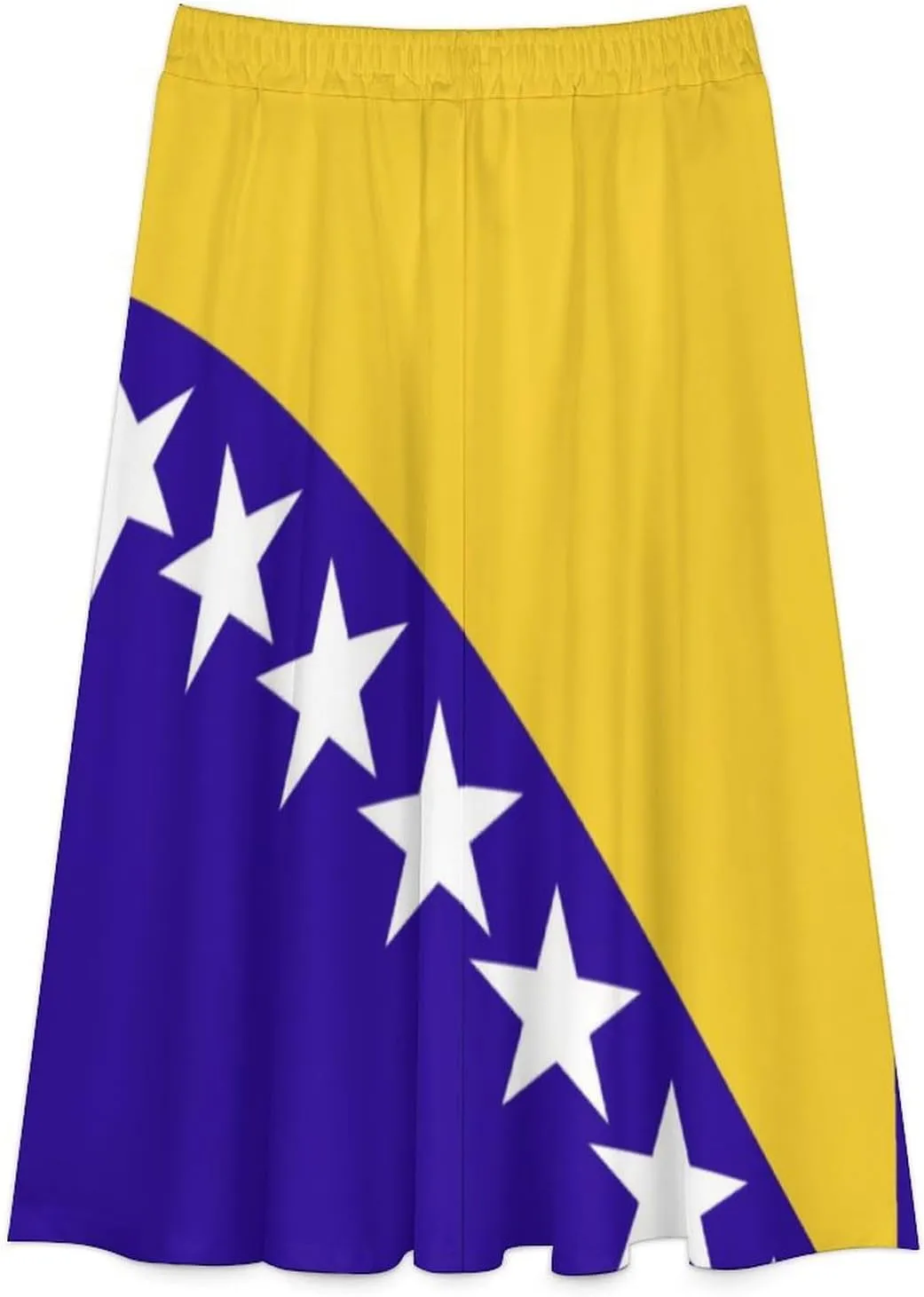 Fattyeery Womens Half Long Skirt Burkina Faso Flag Casual Pleated Plisse Hem Summer for Womens Midi Skirt Dress