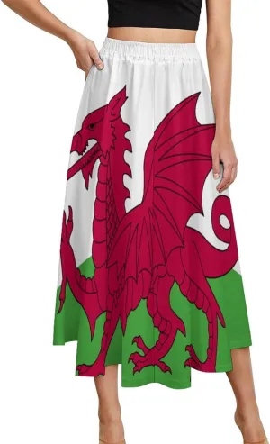 Fattyeery Womens Half Long Skirt Cameroon Flag Casual Pleated Plisse Hem Summer for Womens Midi Skirt Dress