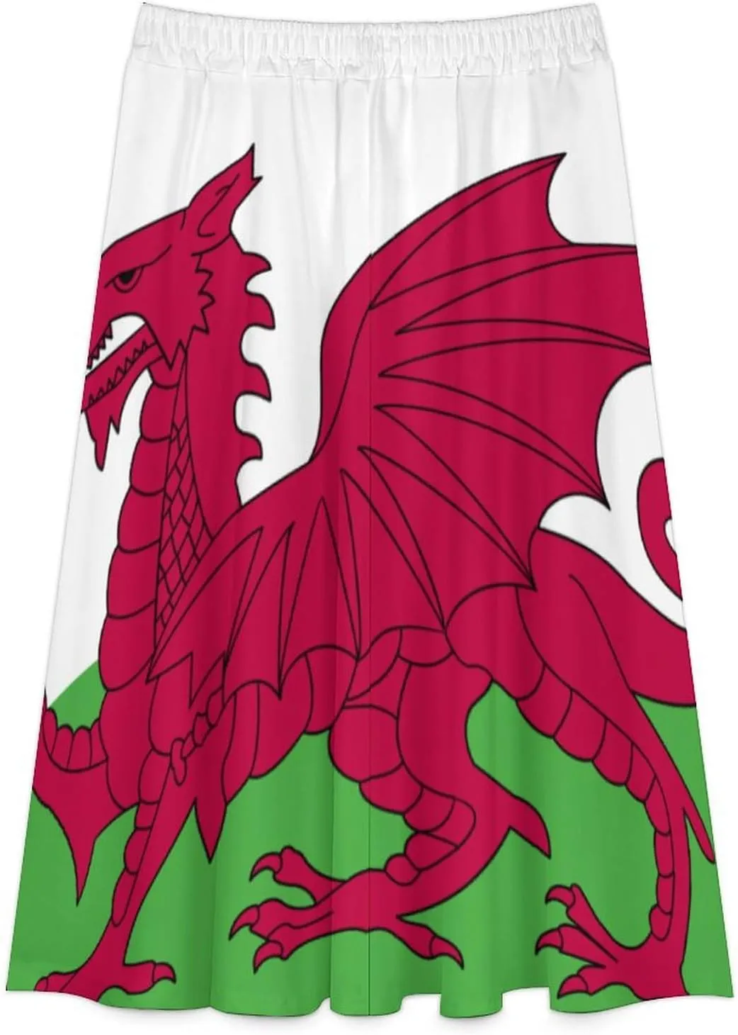 Fattyeery Womens Half Long Skirt Cameroon Flag Casual Pleated Plisse Hem Summer for Womens Midi Skirt Dress