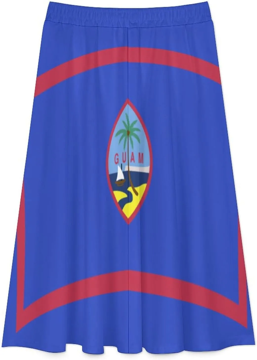 Fattyeery Womens Half Long Skirt Guyana Flag Casual Pleated Plisse Hem Summer for Womens Midi Skirt Dress