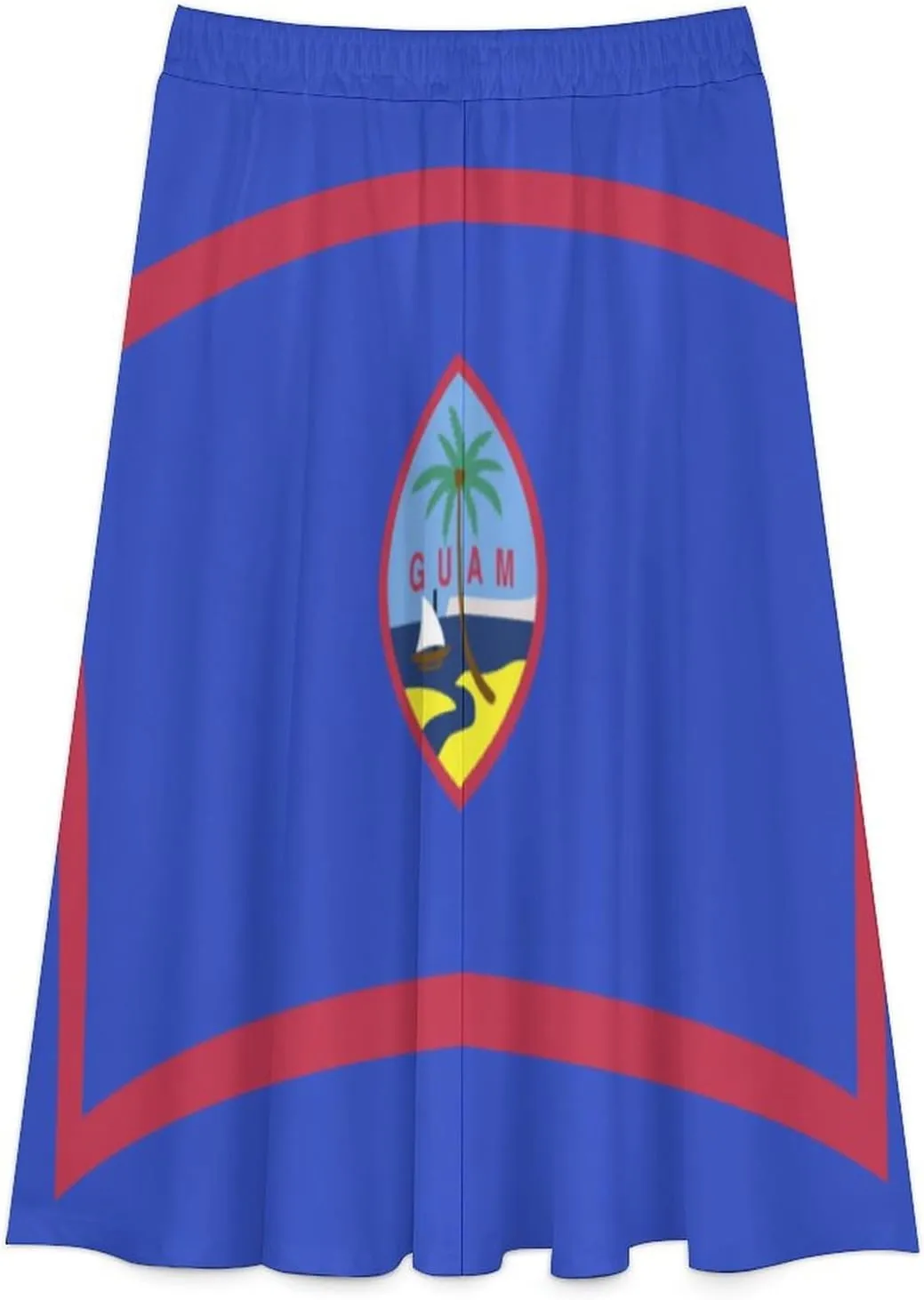 Fattyeery Womens Half Long Skirt Guyana Flag Casual Pleated Plisse Hem Summer for Womens Midi Skirt Dress