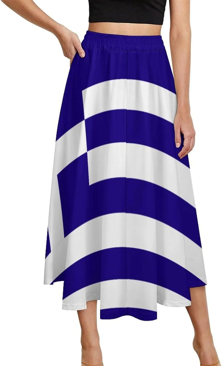 Fattyeery Womens Half Long Skirt Guyana Flag Casual Pleated Plisse Hem Summer for Womens Midi Skirt Dress