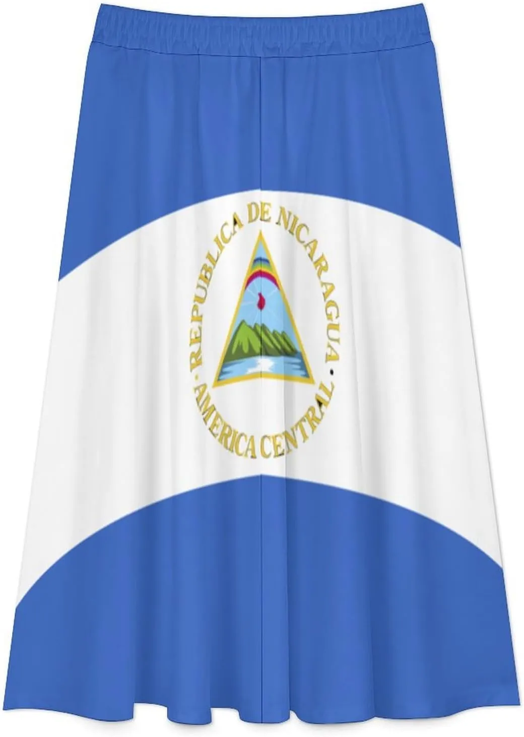 Fattyeery Womens Skirts Nicaragua Flag Prints High Waist Midi Skirt Athletic for Summer Dress Skorts Casual Knee Length Skirt