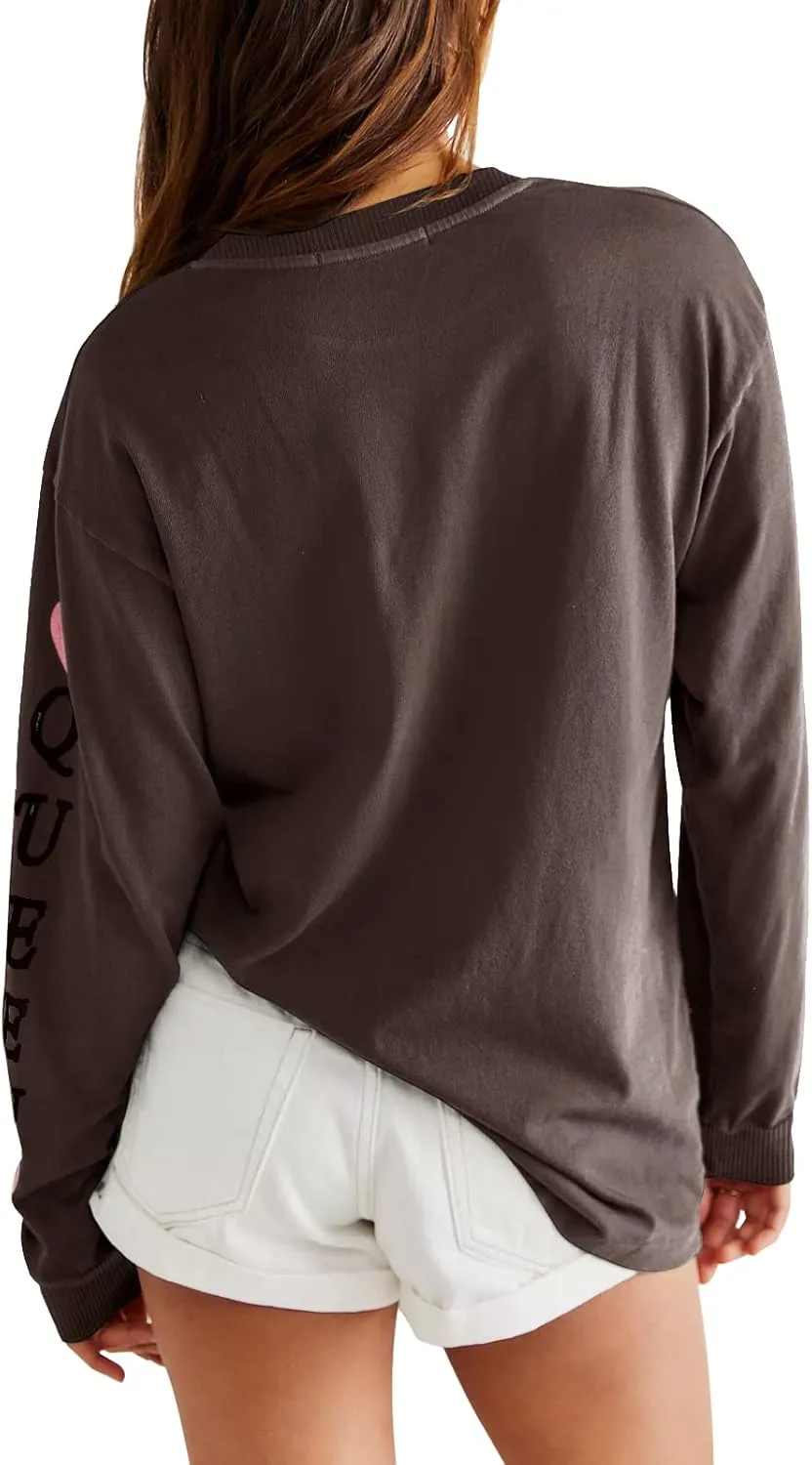 Fazortev Womens Crewneck Graphic Sweatshirts Queen Of Hearts Long Sleeve Shirts Cute Loose Fit Casual Pullover Tops