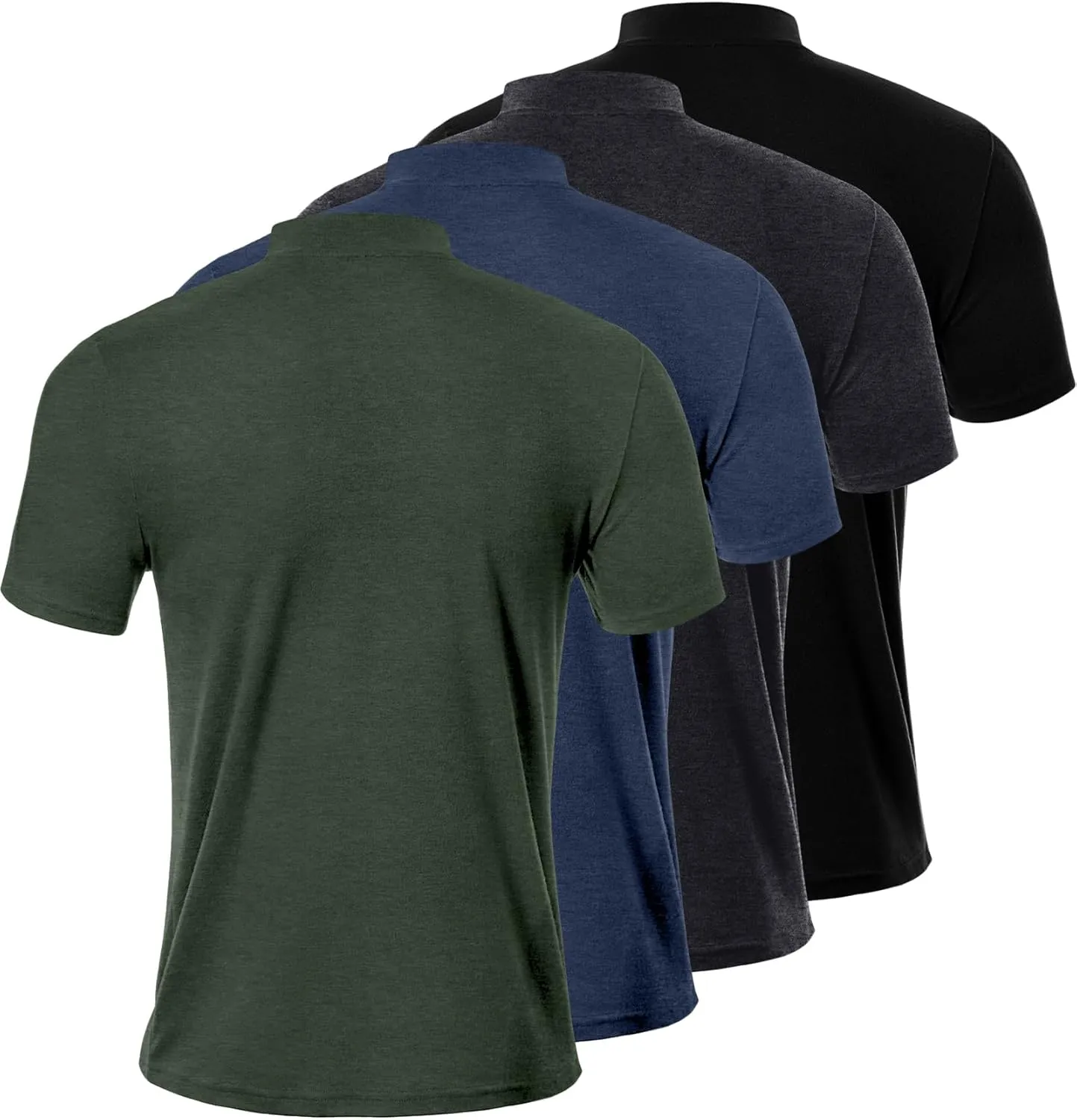 Ficerd 4 Pack Men's Mock Neck T Shirts, Short Sleeve Mock Turtleneck Undershirt Pullover Basic Causal Solid Tee Tops for Men