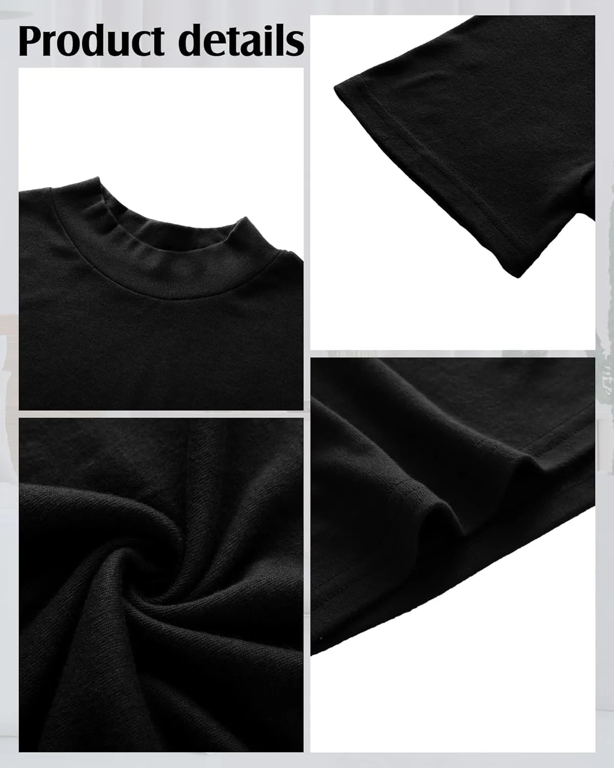 Ficerd 4 Pack Men's Mock Neck T Shirts, Short Sleeve Mock Turtleneck Undershirt Pullover Basic Causal Solid Tee Tops for Men