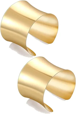 FIRAZIO 2-8 Pcs Cuff Bangle Bracelet for Women Open Wide Wire Bracelets Gold Wrist Cuff Wrap Bracelet Adjustable