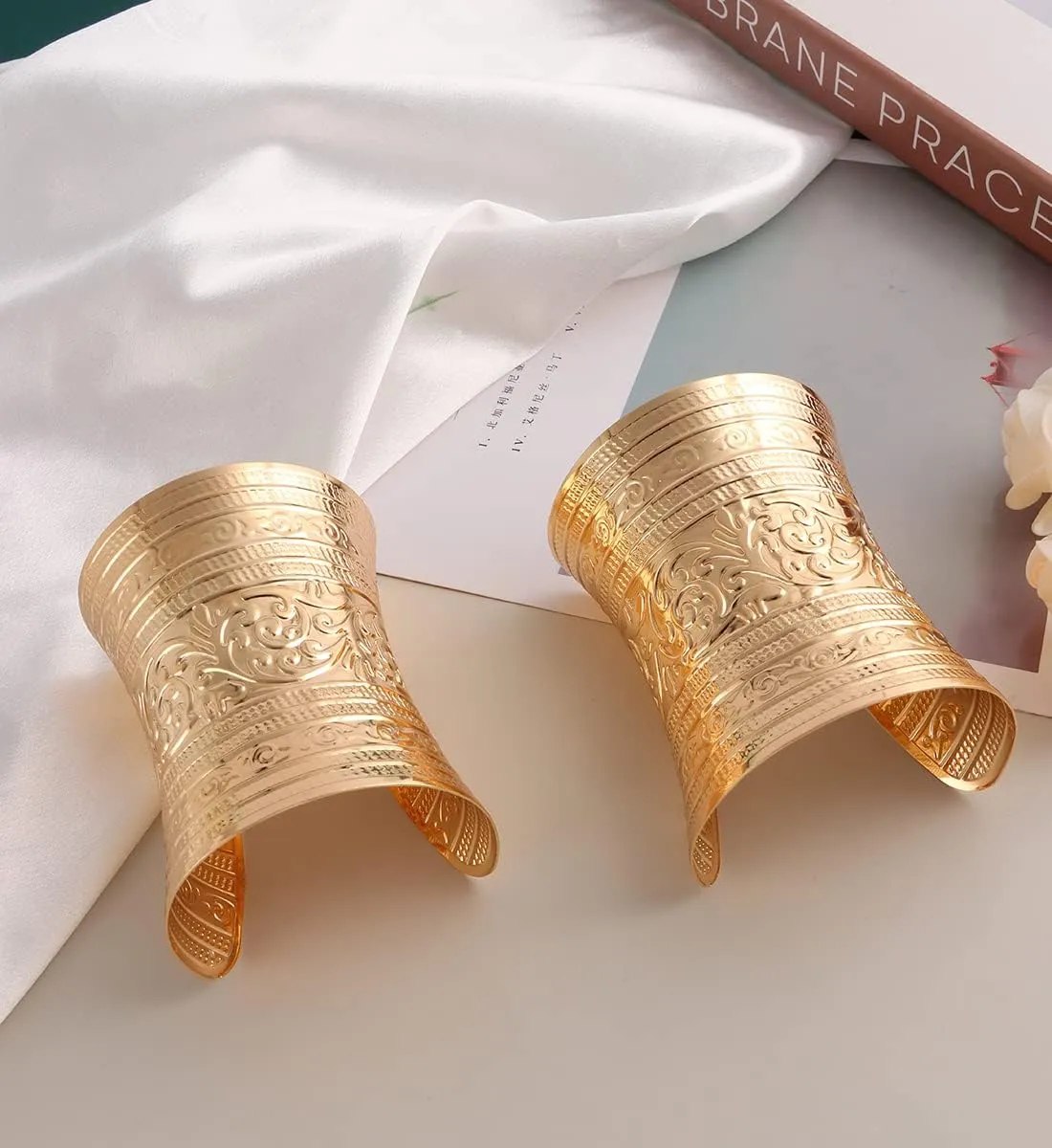 FIRAZIO 2-8 Pcs Cuff Bangle Bracelet for Women Open Wide Wire Bracelets Gold Wrist Cuff Wrap Bracelet Adjustable