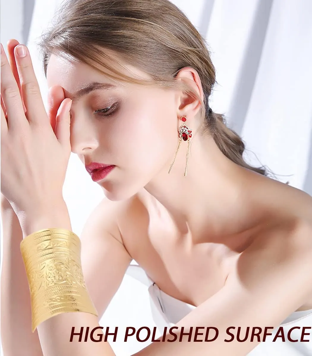 FIRAZIO 2-8 Pcs Cuff Bangle Bracelet for Women Open Wide Wire Bracelets Gold Wrist Cuff Wrap Bracelet Adjustable