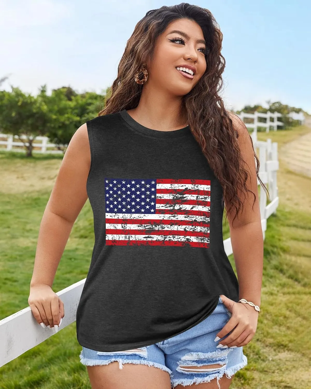 Flafens Tank Top for Women - Cute Womens Summer Graphic Cotton Sleeveless T Shirts Crewneck Tops Workout Gym Basic Tunic