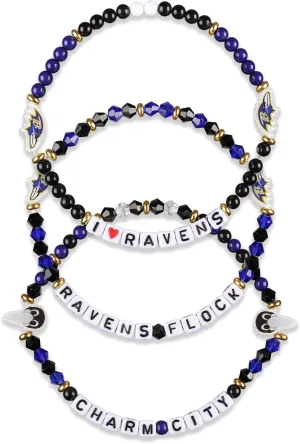 FOCO Baltimore Ravens NFL 3 Pack Team Friendship Bracelet