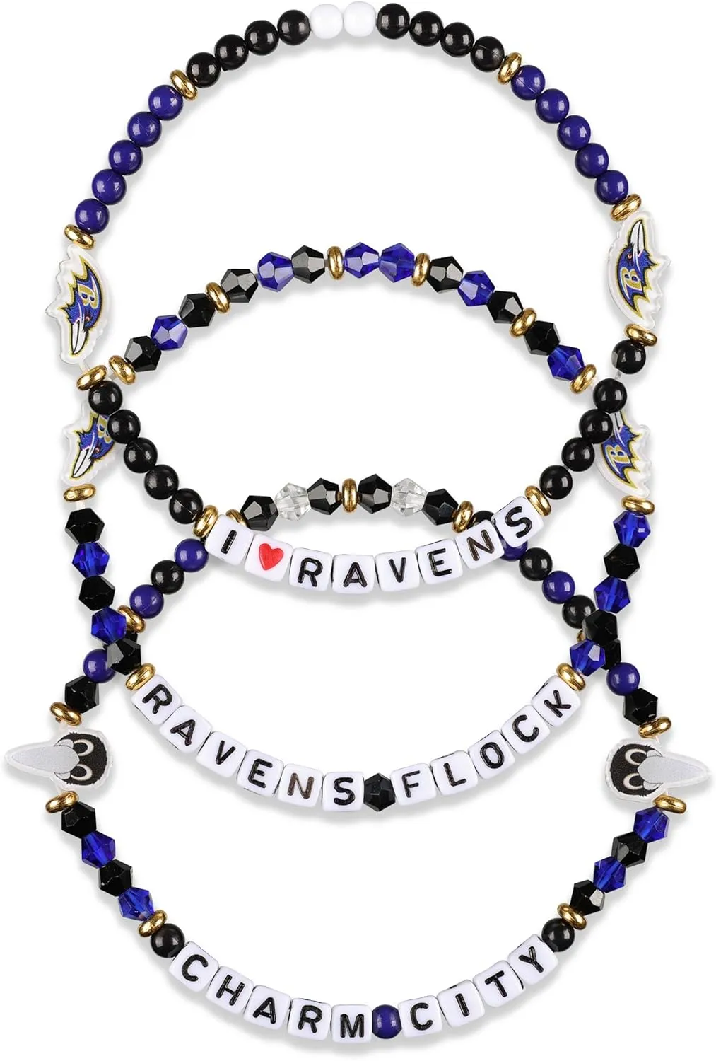 FOCO Baltimore Ravens NFL 3 Pack Team Friendship Bracelet