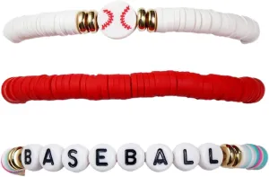 Football Baseball Baskeyball Volleyball Bracelet for Women Stretch Clay Beaded Rugby Football Bracelet Colorful Clay Beads Game Day Bracelet Set