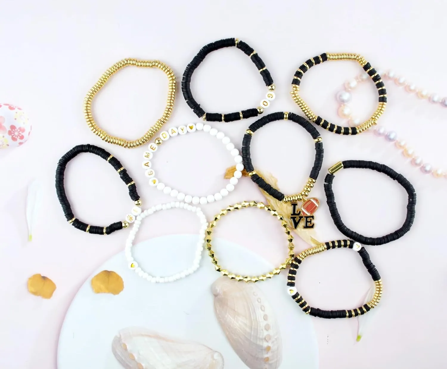Friendship Bracelets Heishi Surfer Colorful Beaded Bracelet Set for Women Girls Rainbow Stretch Bracelets Outfits Jewelry Gifts