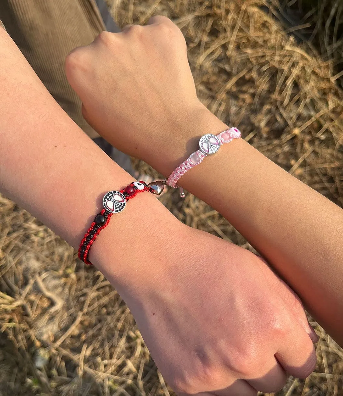 Friendship/Couples Bracelets Set, Birthday Valentine's Day Jewelry Gifts for BF GF Daughter Sister Bestie,Spider Kitty Gwen Matching Bracelet for Couples Best Friend