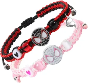 Friendship/Couples Bracelets Set, Birthday Valentine's Day Jewelry Gifts for BF GF Daughter Sister Bestie,Spider Kitty Gwen Matching Bracelet for Couples Best Friend