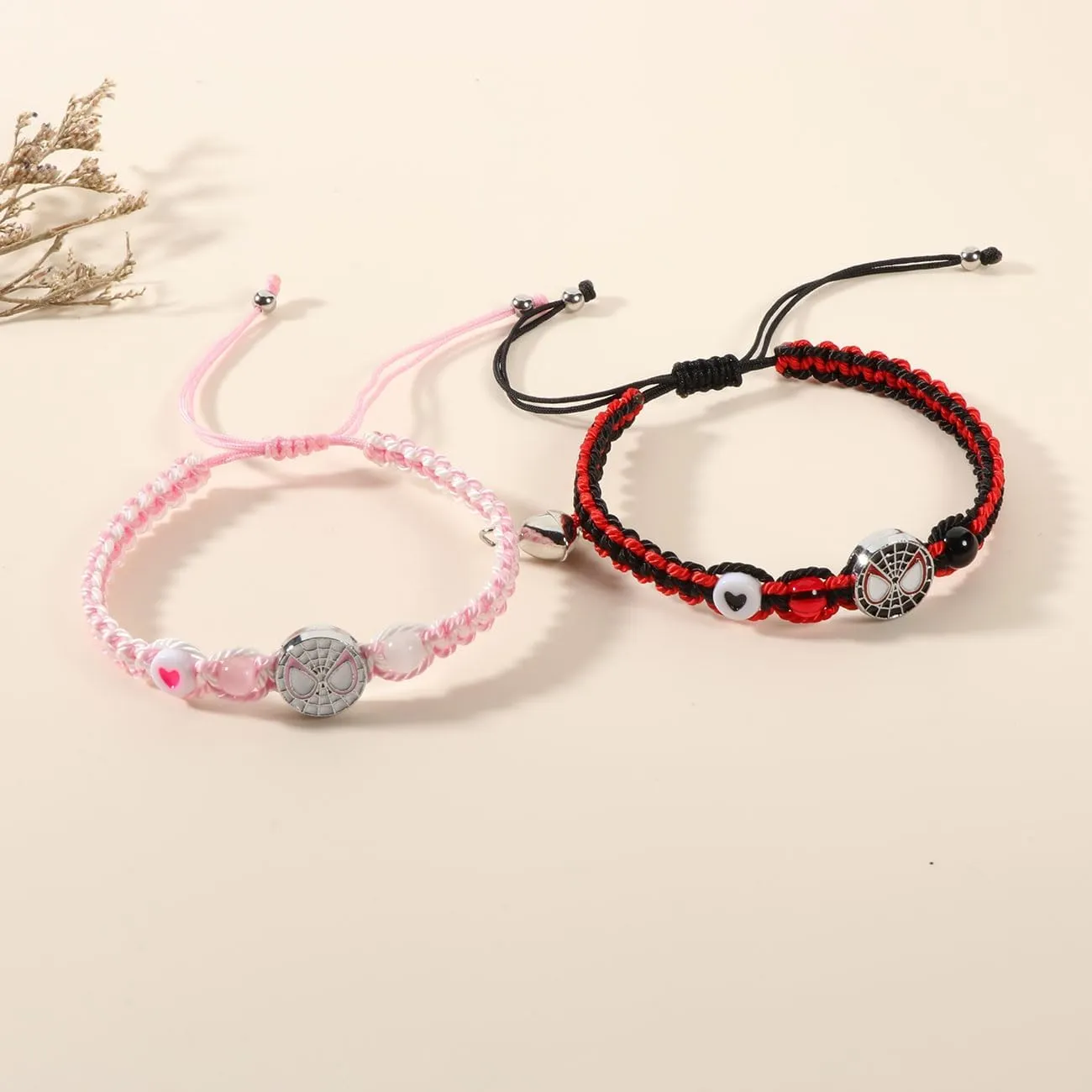 Friendship/Couples Bracelets Set, Birthday Valentine's Day Jewelry Gifts for BF GF Daughter Sister Bestie,Spider Kitty Gwen Matching Bracelet for Couples Best Friend
