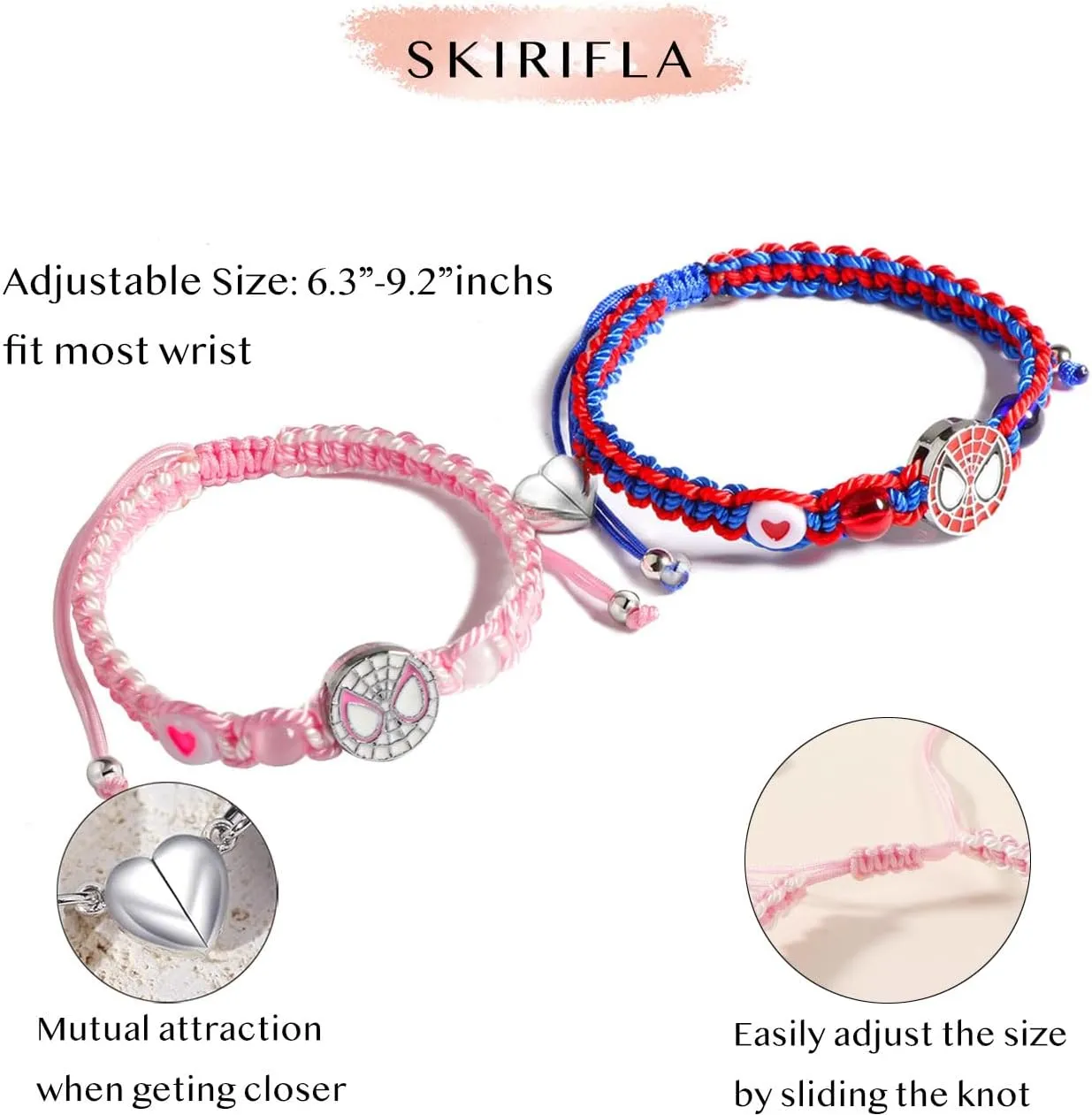 Friendship/Couples Bracelets Set, Valentines Day Birthday Jewelry Gifts for Bf and Gf Soulmate, Matching Spider Bracelet for Best Friend Bestie Daughter Son Grandson