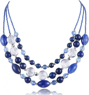 FULU AUTUMN Chunky Layered Beaded Necklaces for Women Multi Strand Statement Necklace Fashion Jewelry Birthday Gifts for Mom