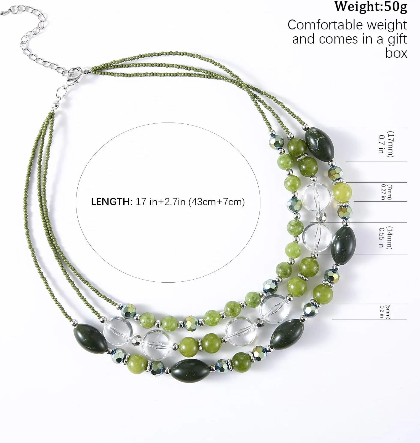 FULU AUTUMN Chunky Layered Beaded Necklaces for Women Multi Strand Statement Necklace Fashion Jewelry Birthday Gifts for Mom