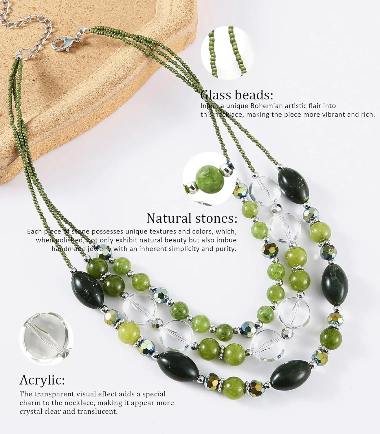FULU AUTUMN Chunky Layered Beaded Necklaces for Women Multi Strand Statement Necklace Fashion Jewelry Birthday Gifts for Mom