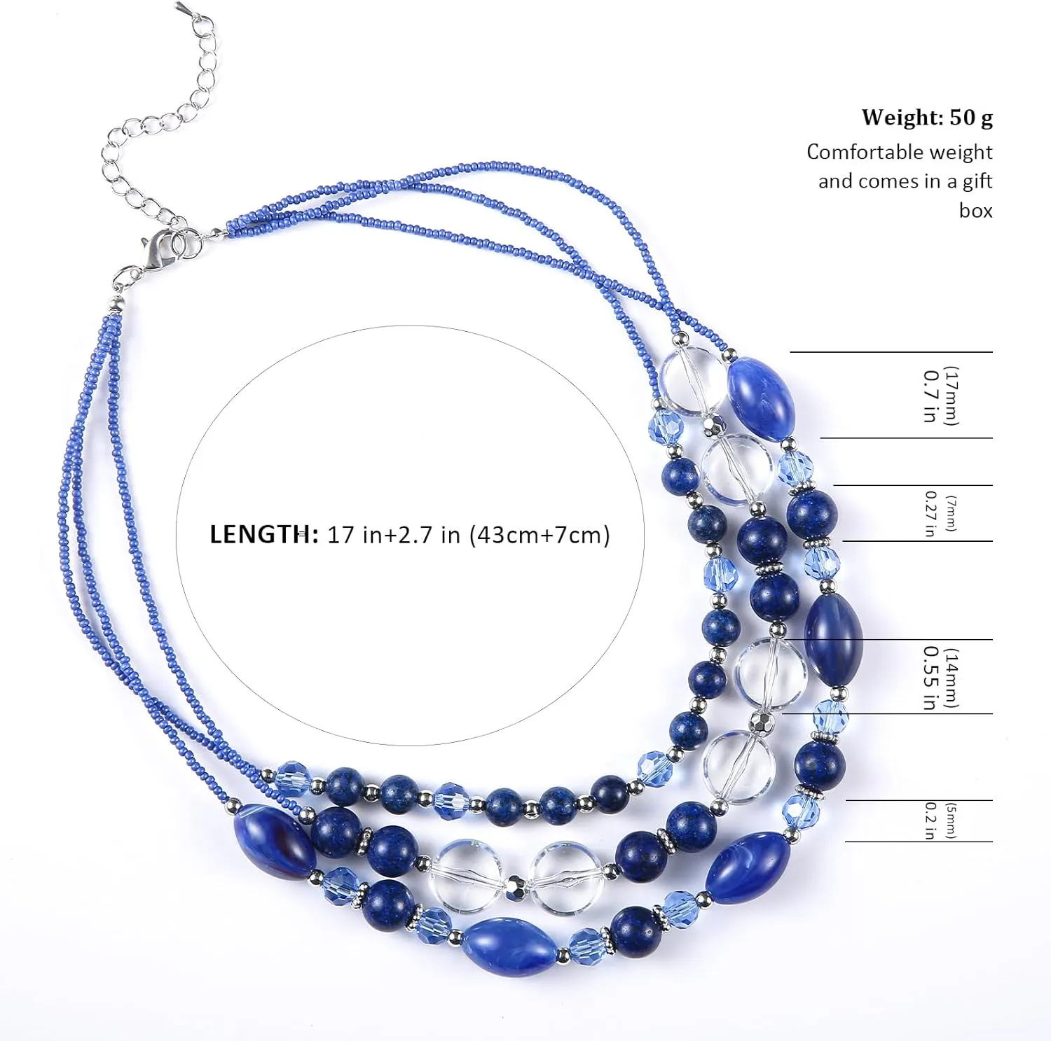 FULU AUTUMN Chunky Layered Beaded Necklaces for Women Multi Strand Statement Necklace Fashion Jewelry Birthday Gifts for Mom